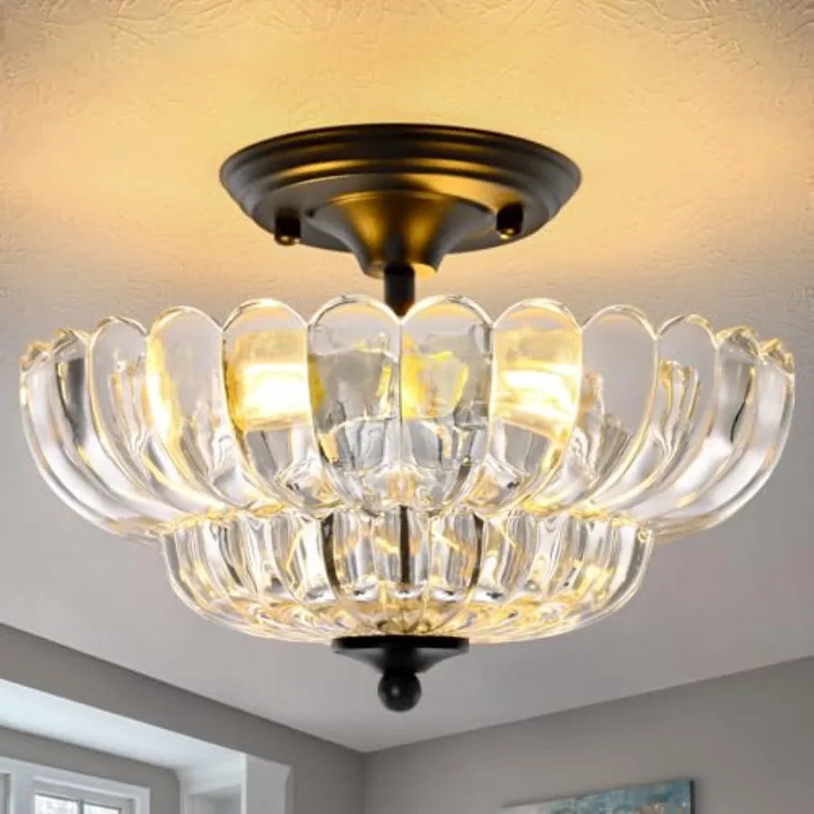 Modern Semi Flush Mount Ceiling Light, 3-Light Black Close to Ceiling Light Fixture with Clear Glass Shade for Living Room Entr
Modern Semi Flush Mount Ceiling Light, 3-Light Black Close to Ceiling Light Fixture with Clear Glass Shade for Living Room Entr