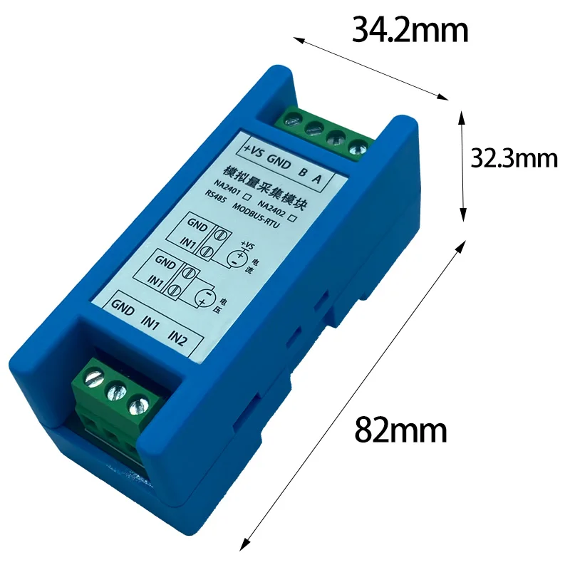 Analog Input Module Current/Voltage Input: 4-20mA 0-10V 0-30V Converts to RS485 Modbus
Analog Input Module Current/Voltage Input: 4-20mA 0-10V 0-30V Converts to RS485 Modbus