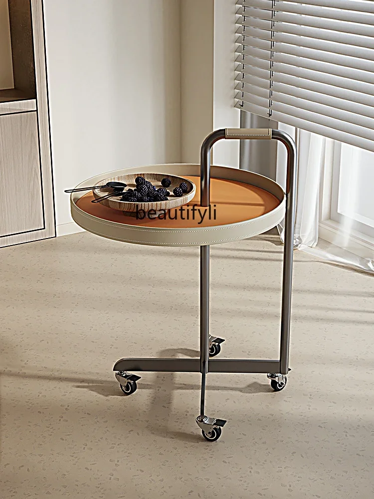 07Saddle Leather Side Table Cream Wind Movable Living Room Trolley Sofa round Tea Table Creative Designer Model Corner Table
07Saddle Leather Side Table Cream Wind Movable Living Room Trolley Sofa round Tea Table Creative Designer Model Corner Table