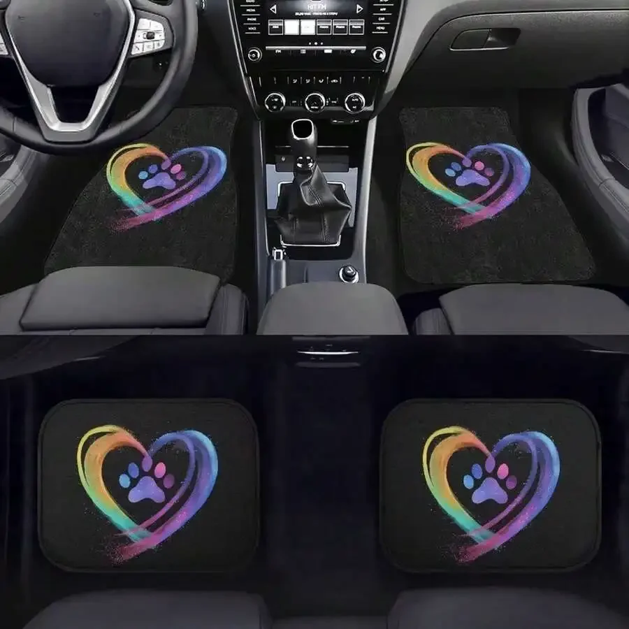 Rainbow Paw Heart Car Floor Mats 4-Piece Universal All-Weather Non-Slip Polyester Mats
Rainbow Paw Heart Car Floor Mats 4-Piece Universal All-Weather Non-Slip Polyester Mats