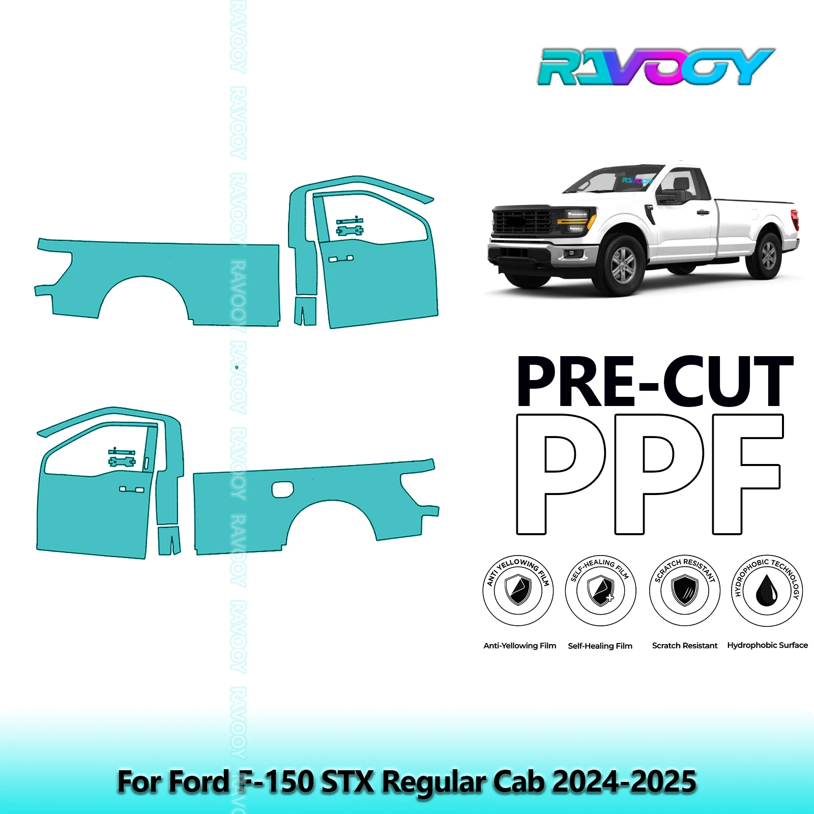 For Ford F-150 STX Regular Cab 2024-2025 8.5mil Clear Matte Pre-Cut PPF Door & A/B Pillar Kit TPU Paint Protection Film Set
For Ford F-150 STX Regular Cab 2024-2025 8.5mil Clear Matte Pre-Cut PPF Door & A/B Pillar Kit TPU Paint Protection Film Set