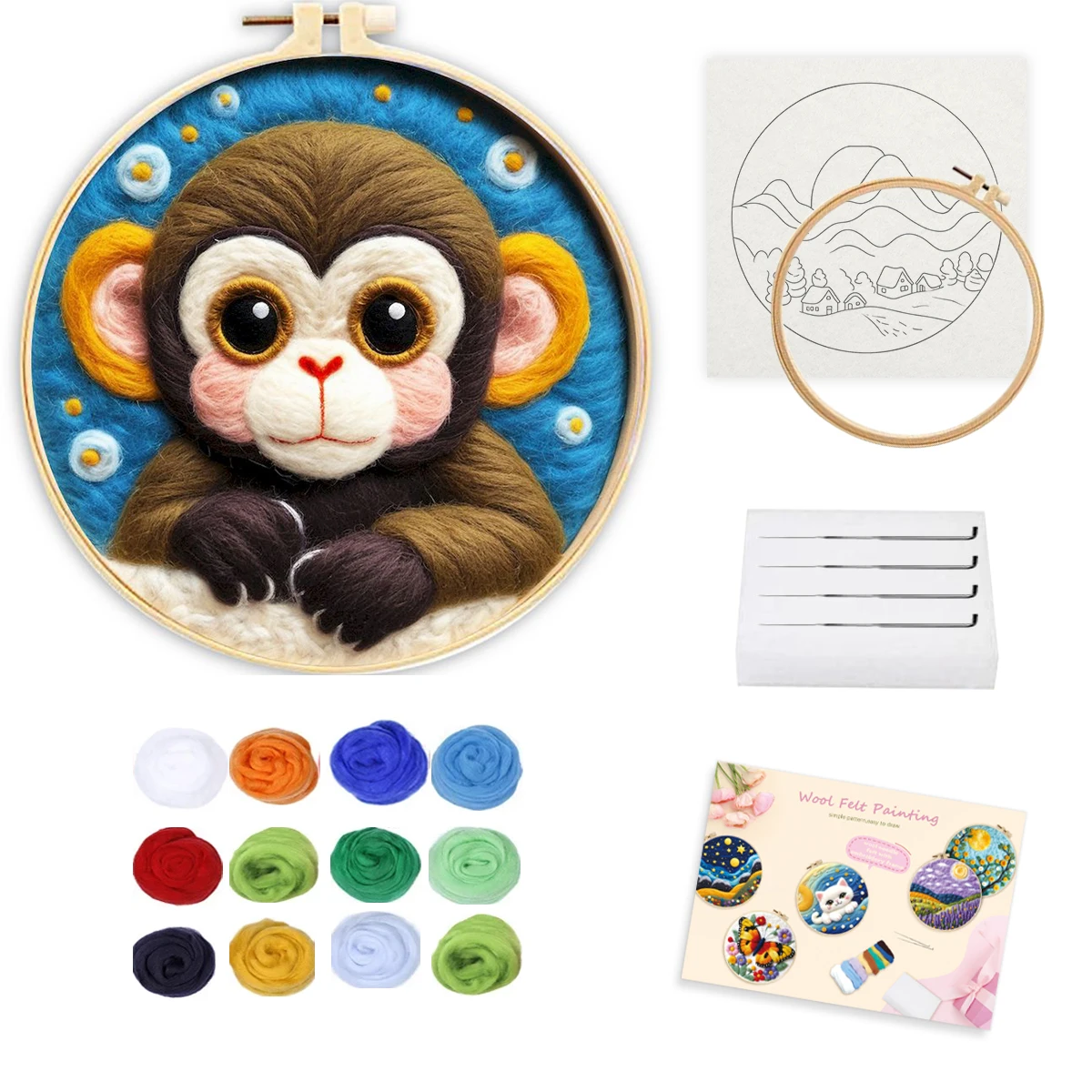 GATYZTORY Funny Animal DIY Wool Needle Felt Monkey DIY Wool Embroidery Kit 20x20cm Frame Needle Felt Picture Kit Home Decoration
GATYZTORY Funny Animal DIY Wool Needle Felt Monkey DIY Wool Embroidery Kit 20x20cm Frame Needle Felt Picture Kit Home Decoration