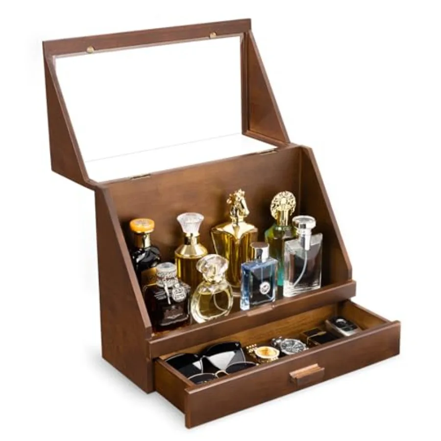 Cologne Organizer for Men, Wood Cologne Stand with Drawer, Large Capacity Cologne Shelf with Cologne Holder Display Large Stora
Cologne Organizer for Men, Wood Cologne Stand with Drawer, Large Capacity Cologne Shelf with Cologne Holder Display Large Stora