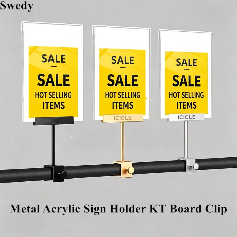 3 Pieces Adjustable Clothing Rack Acrylic Sign Holder Aluminum Alloy Acrylic & KT Board Clip Price Label Tags
3 Pieces Adjustable Clothing Rack Acrylic Sign Holder Aluminum Alloy Acrylic & KT Board Clip Price Label Tags