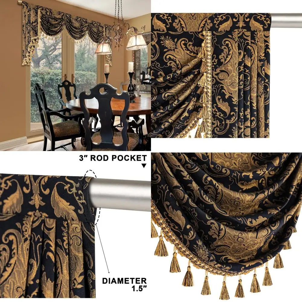 Элегантный дамасский ламбрекен с кистями, черные шторы для гостиной и спальни, идеально подходят для банкетов и декора на Хэллоуин, 7 шт.
Элегантный дамасский ламбрекен с кистями, черные шторы для гостиной и спальни, идеально подходят для банкетов и декора на Хэллоуин, 7 шт.