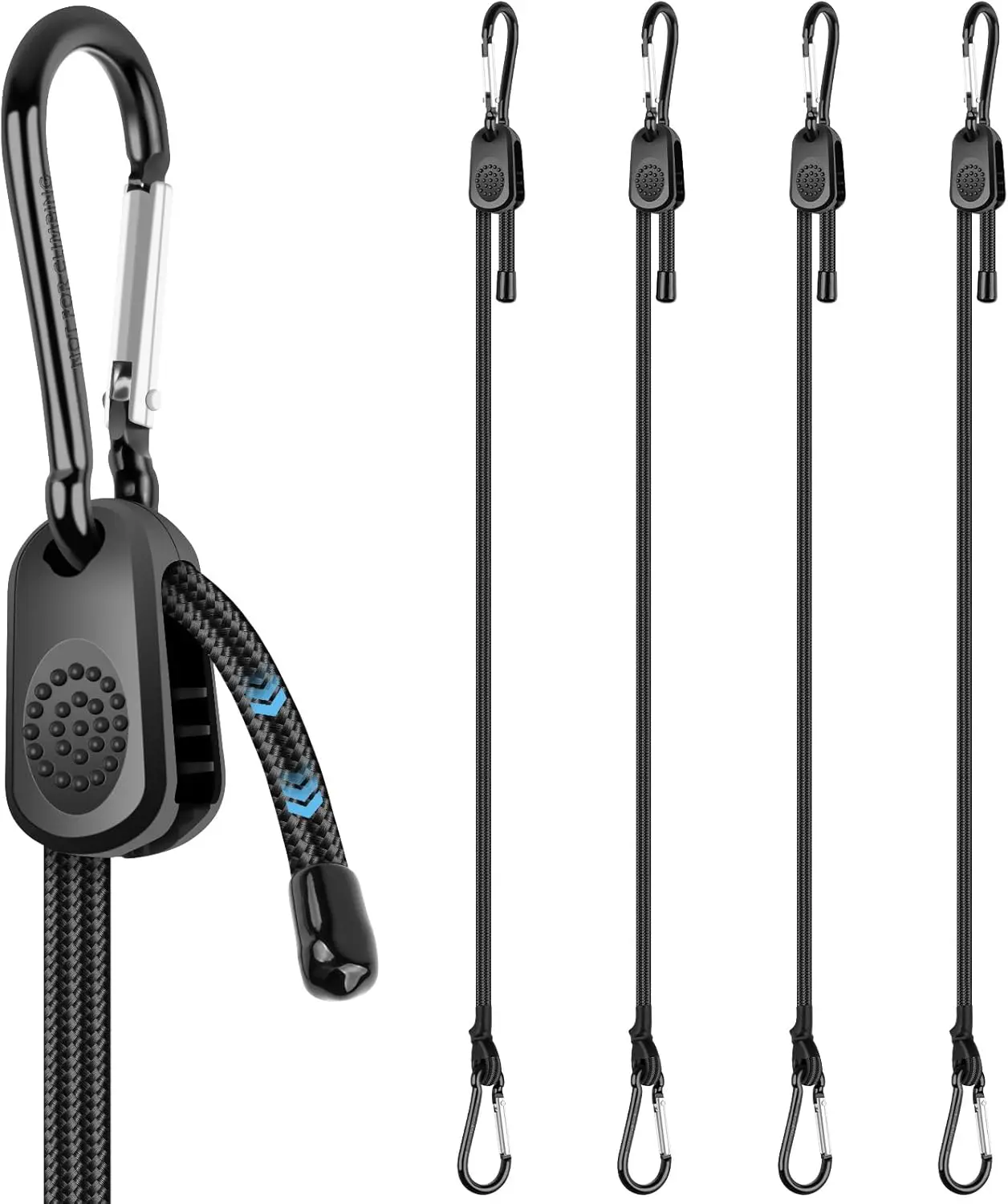 Adjustable Bungee Cords with Carabiner 60 Inch, 4 Pack Heavy Duty Elastic Ropes for Camping, Cargo, Bike, Luggage, Boats
Adjustable Bungee Cords with Carabiner 60 Inch, 4 Pack Heavy Duty Elastic Ropes for Camping, Cargo, Bike, Luggage, Boats