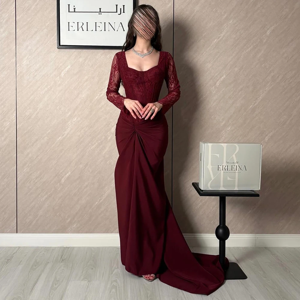 Burgundy Square Neck Jersey Mermaid Evening Dress with Lace Long Sleeves Elegant Court Train Prom Gowns Customized Party Dresses
Burgundy Square Neck Jersey Mermaid Evening Dress with Lace Long Sleeves Elegant Court Train Prom Gowns Customized Party Dresses