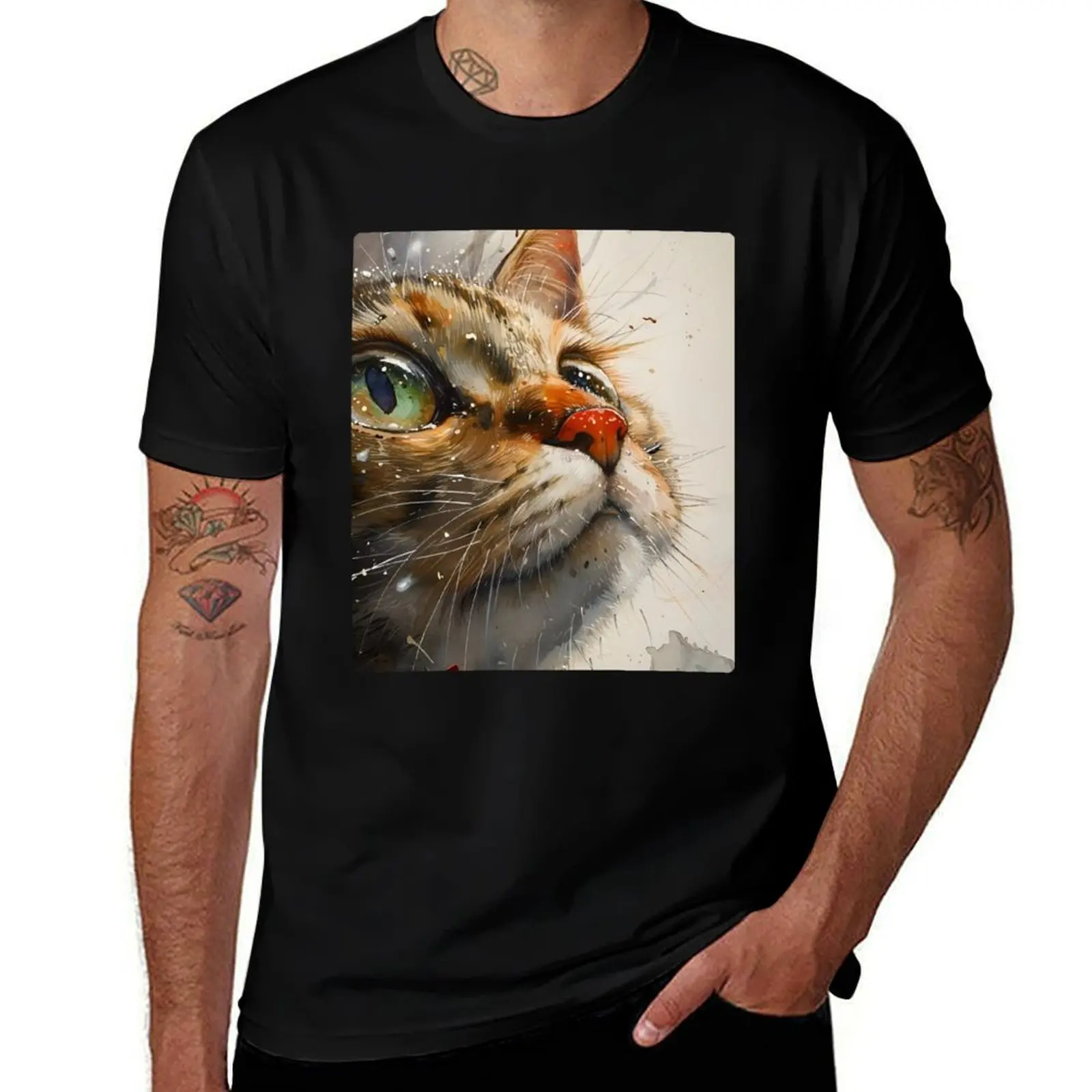 Watercolor Cat Close-Up – Vibrant Artistic Feline Portrait Design T-Shirt boys whites topping plus sizes plain t shirts men 
Watercolor Cat Close-Up – Vibrant Artistic Feline Portrait Design T-Shirt boys whites topping plus sizes plain t shirts men