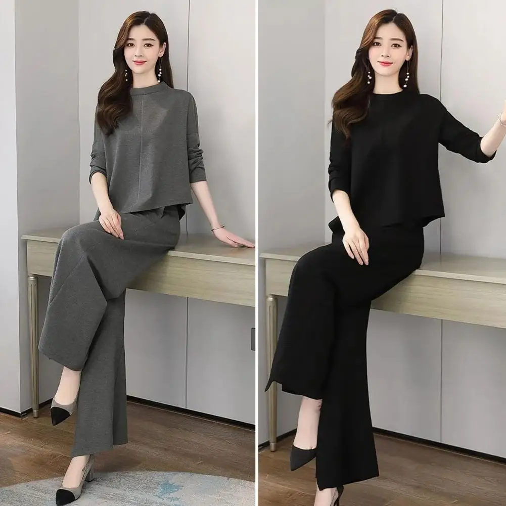 Solid Color Suit for Women Stylish Women's Top Pants Set with Irregular Hem Blouse Wide Leg Culottes for Fall Spring for Daily
Solid Color Suit for Women Stylish Women's Top Pants Set with Irregular Hem Blouse Wide Leg Culottes for Fall Spring for Daily