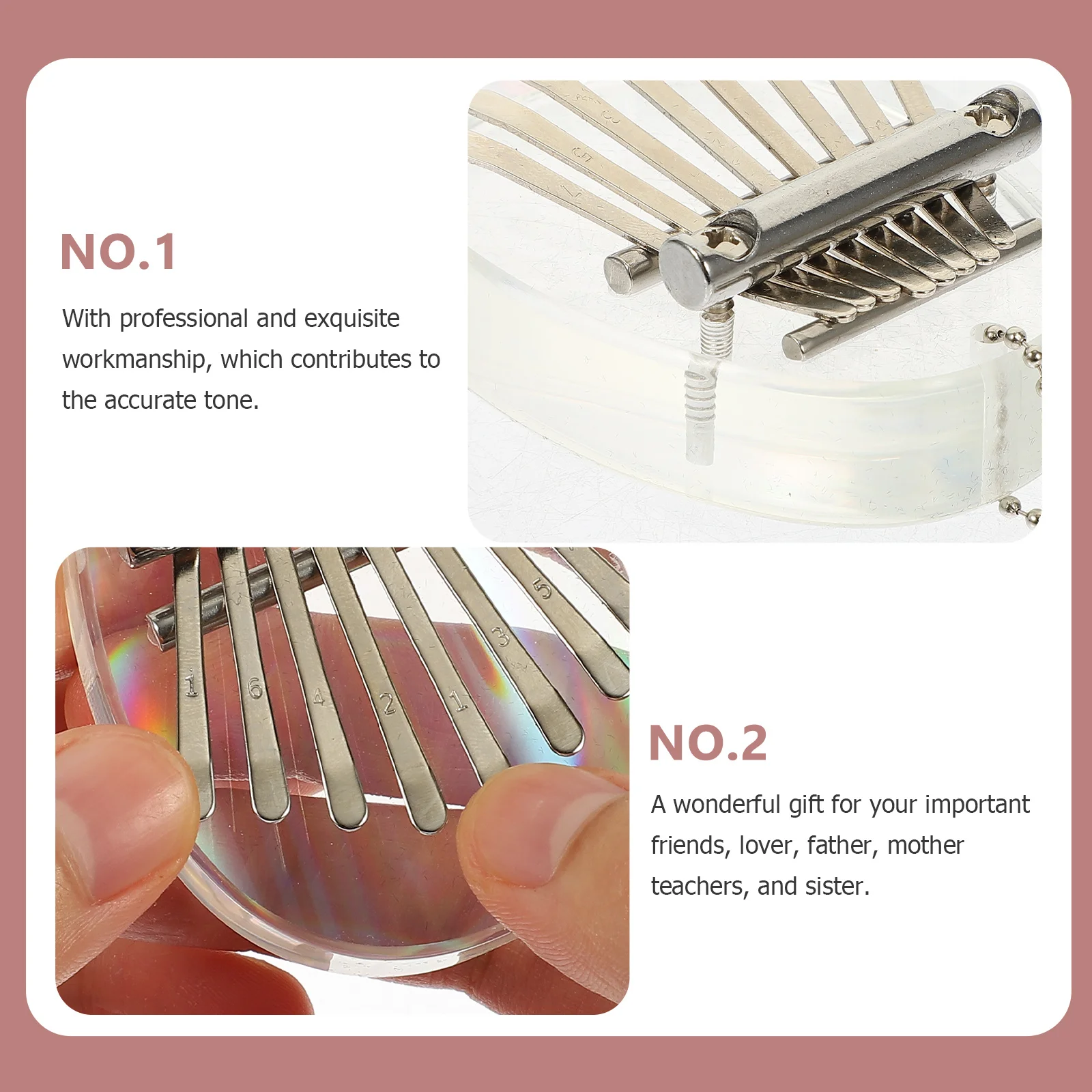 Creative Thumb Piano 8 Tone Acrylic Kalimba Exquisite Workmanship Smooth Round Safe Musical Instrument Supply for Travel
Creative Thumb Piano 8 Tone Acrylic Kalimba Exquisite Workmanship Smooth Round Safe Musical Instrument Supply for Travel