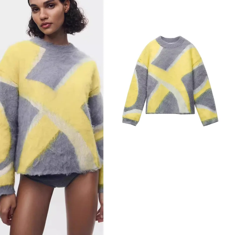 Autumn Winter Loose Fit round Ne Long Sve Knitted Sweater Commute Sle Spliced Polyester Fiber Ladies Faion Top
Autumn Winter Loose Fit round Ne Long Sve Knitted Sweater Commute Sle Spliced Polyester Fiber Ladies Faion Top