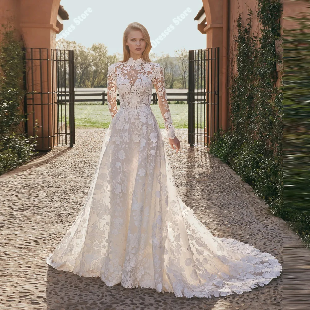 Exquisite A-Line Women Wedding Dresses Luxurious Lace Long Sleeves Bridal Gowns Formal Occasion Vestidos Para Mujer Customized
Exquisite A-Line Women Wedding Dresses Luxurious Lace Long Sleeves Bridal Gowns Formal Occasion Vestidos Para Mujer Customized
