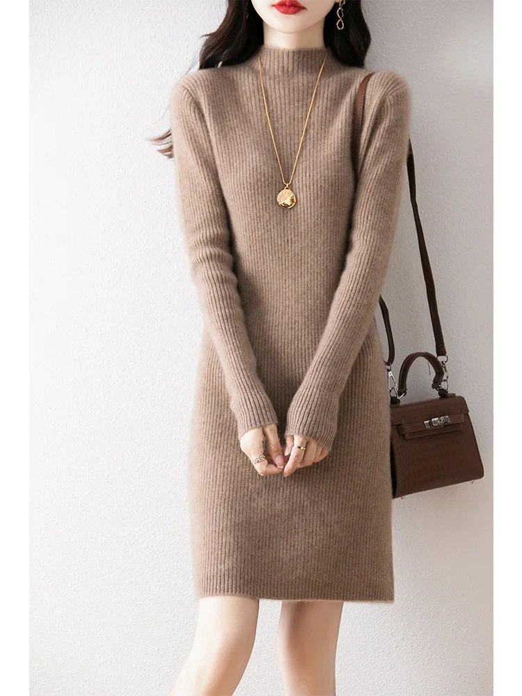 2025 платья выше колена с воротником-стойкой, осень-зима, однотонные, повседневные, из 100% мериносовой шерсти, трикотаж, офисная женская одежда
2025 платья выше колена с воротником-стойкой, осень-зима, однотонные, повседневные, из 100% мериносовой шерсти, трикотаж, офисная женская одежда