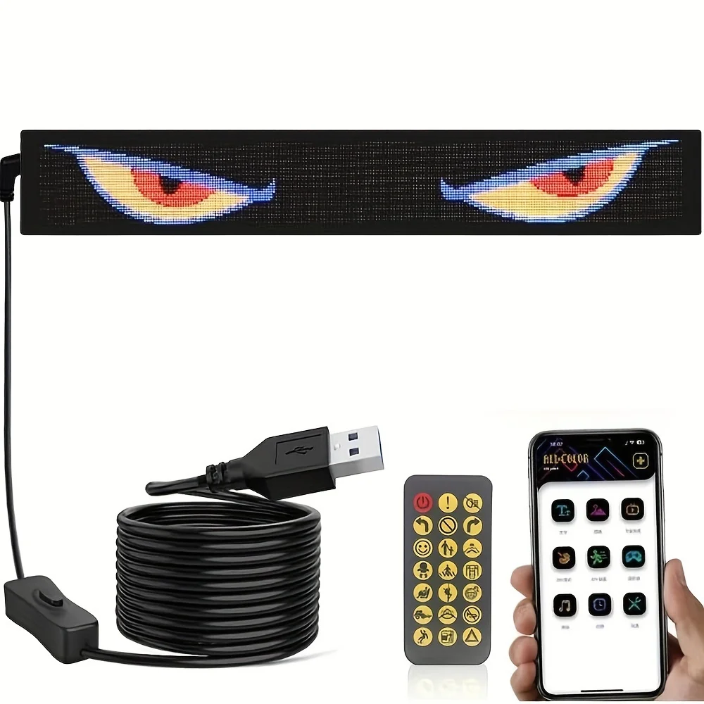Светодиодный знак, прокрутка автомобиля, реклама, USB 5 В, Bluetooth, управление приложением, логотип, свет, индивидуальный текстовый узор, анимация, программируемый дисплей
Светодиодный знак, прокрутка автомобиля, реклама, USB 5 В, Bluetooth, управление приложением, логотип, свет, индивидуальный текстовый узор, анимация, программируемый дисплей