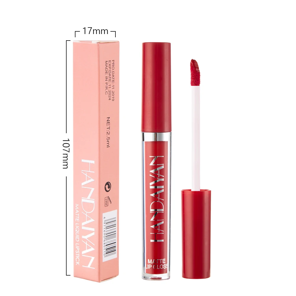 Sexy Long Lasting Velvet Matte Lip Gloss Nude Liquid Lipstick Lip Makeup Women Beauty Red Nonstick Cup Waterproof Lip Gloss