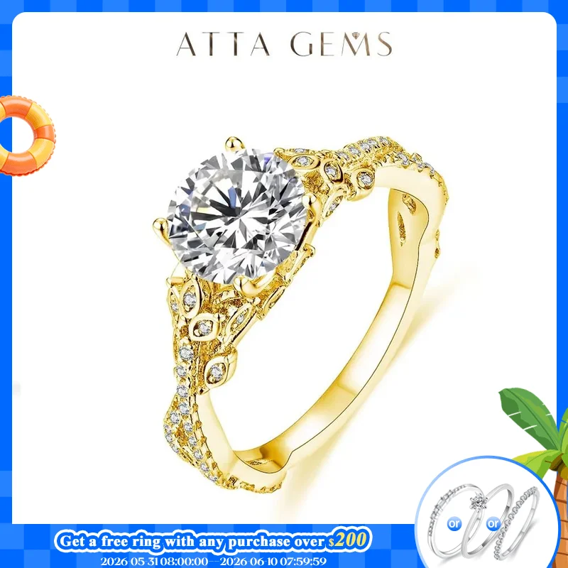ATTAGEMS 2.0CT Moissanite Rings Round Cut D Color VVS1 Pure 18K 14K 10K Gold Plated Engagement Wedding Diamonds Rings For Women
ATTAGEMS 2.0CT Moissanite Rings Round Cut D Color VVS1 Pure 18K 14K 10K Gold Plated Engagement Wedding Diamonds Rings For Women
