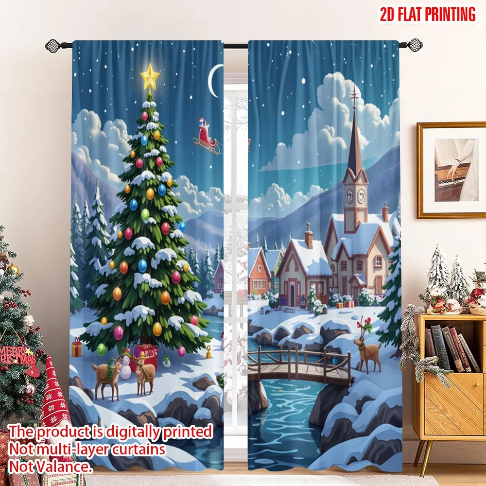 2pcs 2D flat printing Christmas Window Drapes Christmas Village Night Scene Polyester Without Electricity Holiday Decorations
2pcs 2D flat printing Christmas Window Drapes Christmas Village Night Scene Polyester Without Electricity Holiday Decorations