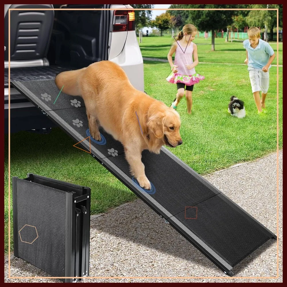 Dog Ramp for Car, 63''x17.3'' Folding Pet Ramp for Large Dogs Up to 250LBS, Anti-Slip Surface for SUV Truck Van Bed Couch
Dog Ramp for Car, 63''x17.3'' Folding Pet Ramp for Large Dogs Up to 250LBS, Anti-Slip Surface for SUV Truck Van Bed Couch