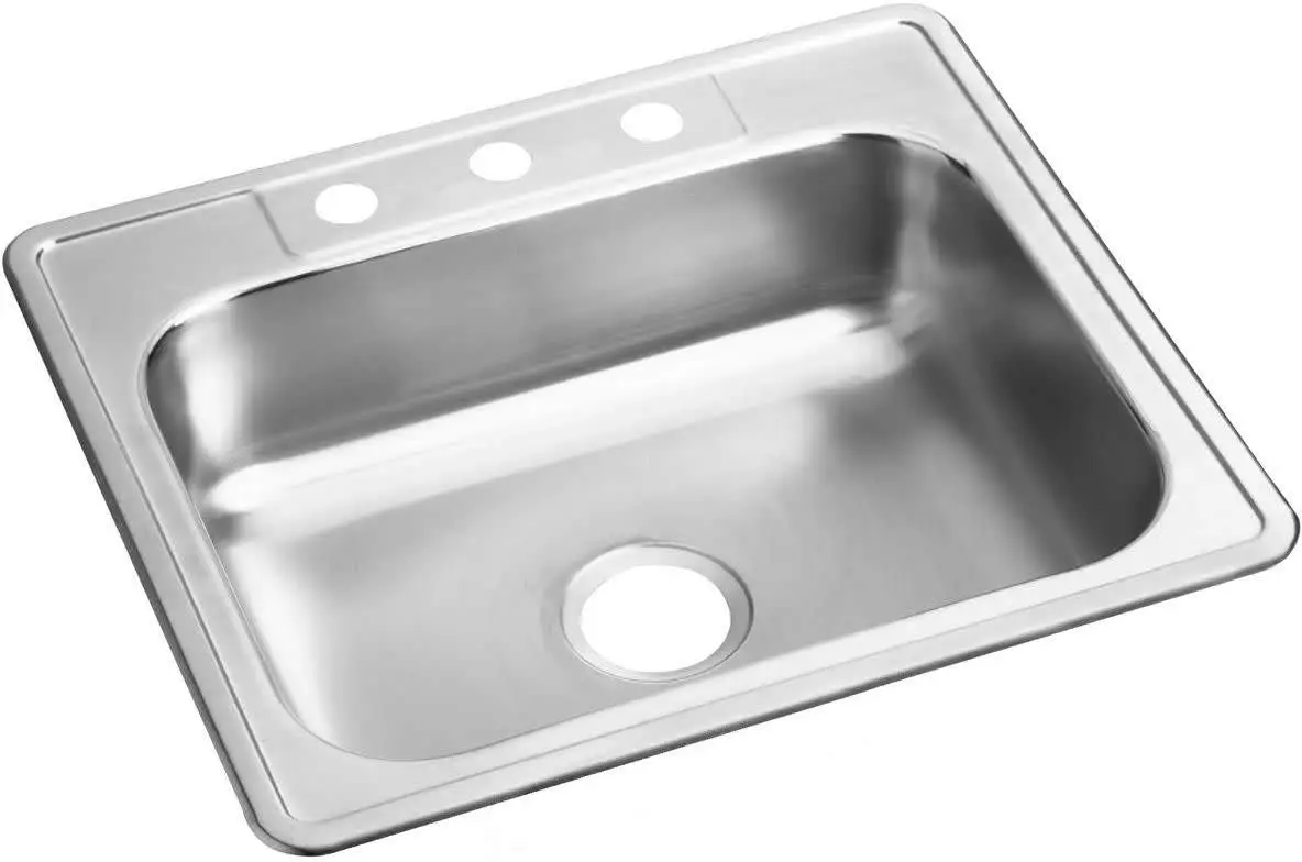 Dayton D125223 Single Bowl Drop-in Stainless Steel Sink, Satin, 25 x 22
Dayton D125223 Single Bowl Drop-in Stainless Steel Sink, Satin, 25 x 22