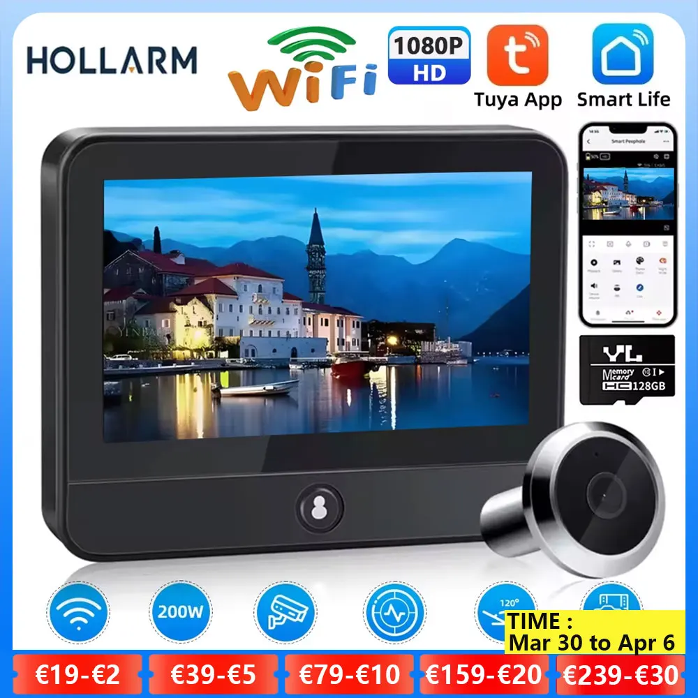 Hollarm Tuya Smart WiFi Radar Digital Door Peepholes Camera Eye 4.3 Inch 1080P Video Doorbell PIR Night Vision Motion Detection
Hollarm Tuya Smart WiFi Radar Digital Door Peepholes Camera Eye 4.3 Inch 1080P Video Doorbell PIR Night Vision Motion Detection