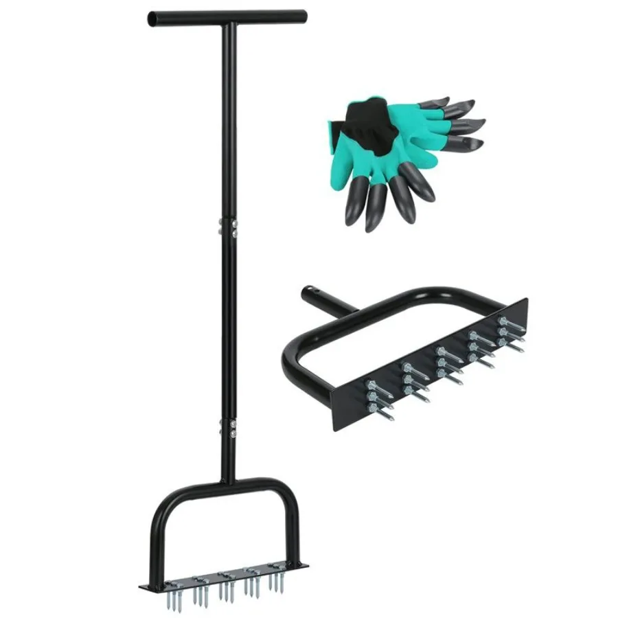 Lawn Aerator Tool Manual Metal Spike Grass Aeration with Dethatching Rake 15 Iron Spikes for Yard and Garden Compacted Soil Aer
Lawn Aerator Tool Manual Metal Spike Grass Aeration with Dethatching Rake 15 Iron Spikes for Yard and Garden Compacted Soil Aer