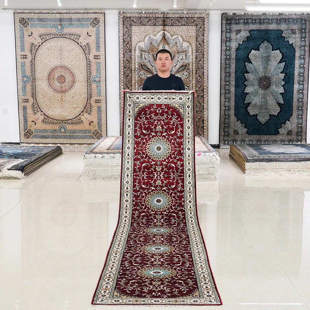 76x366cm Extra Long Silk Runner Rug for Hallway Gallery Corridor High Quality Handmade Carpet Runners Stairway Rug Decoration
76x366cm Extra Long Silk Runner Rug for Hallway Gallery Corridor High Quality Handmade Carpet Runners Stairway Rug Decoration