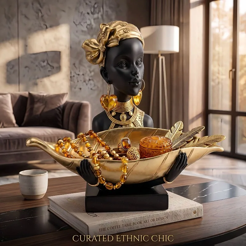 Storage of Resin Statues of African Tribal Art, Storage Trays, Gold and Black Sculptures, Entrance Table, Living Room Decoration
Storage of Resin Statues of African Tribal Art, Storage Trays, Gold and Black Sculptures, Entrance Table, Living Room Decoration