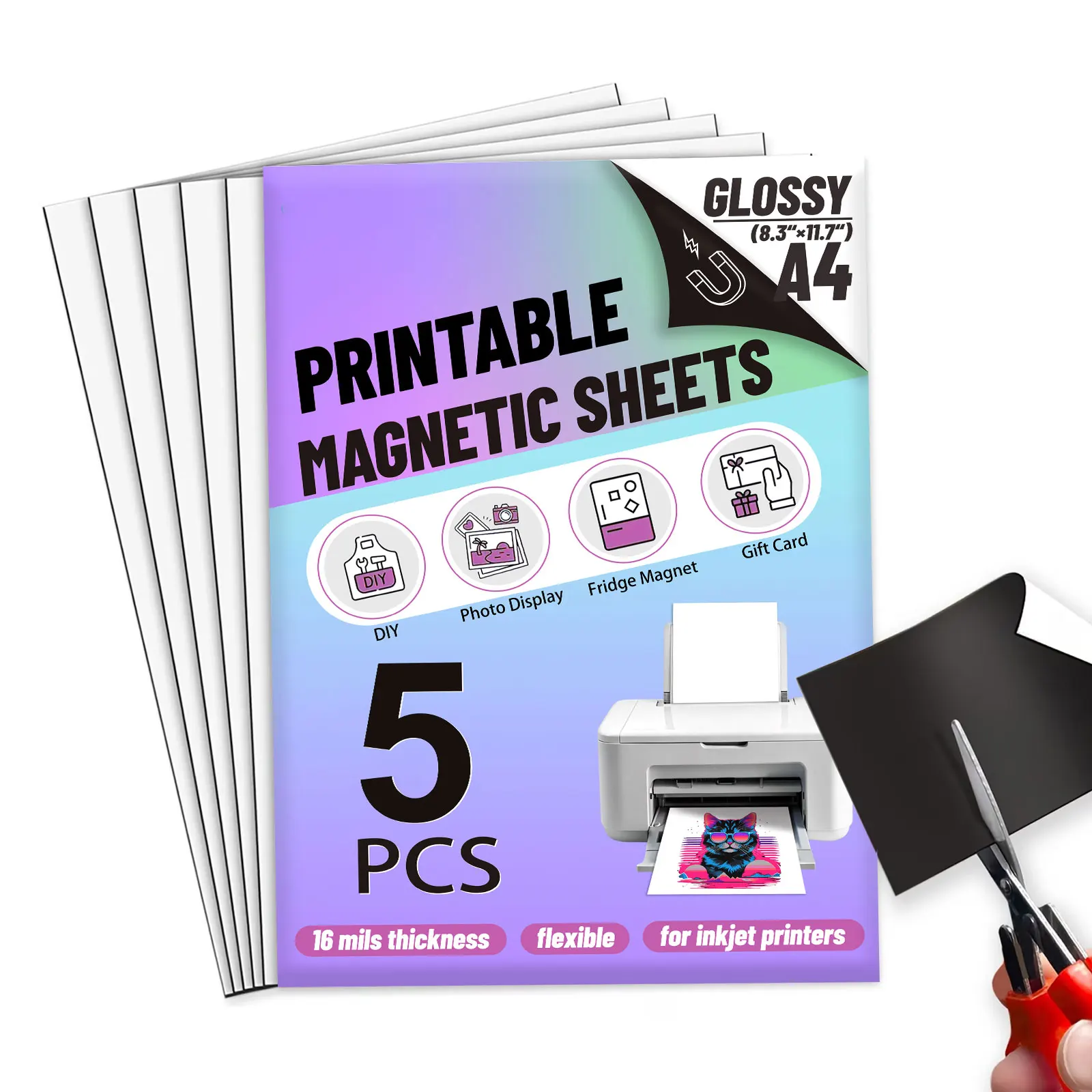 5/10 Sheets Glossy Printable Magnetic Photo Paper in A4 Size, 21.08x29.72 cm, 16Mil Magnetic Printing Paper for Inkjet
5/10 Sheets Glossy Printable Magnetic Photo Paper in A4 Size, 21.08x29.72 cm, 16Mil Magnetic Printing Paper for Inkjet