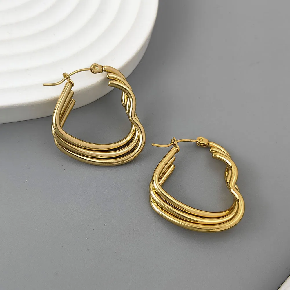 Punk style multi-layer wire love earrings, high quality waterproof, women's metal earrings, wedding party jewelry
Punk style multi-layer wire love earrings, high quality waterproof, women's metal earrings, wedding party jewelry