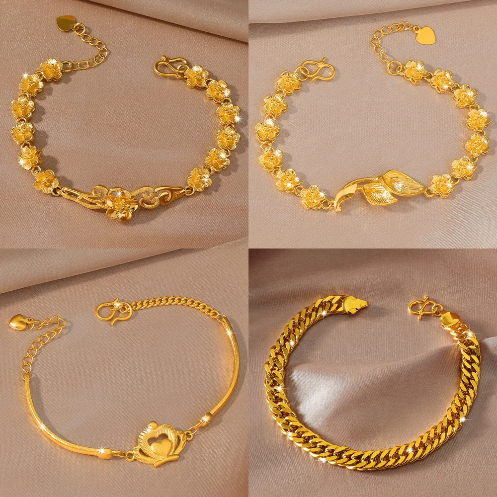 AU999 24K Gold Women's Crown Bracelet | 3D rose - crown with heart - shaped links, diamond - encrusted edge, elegant & stylish
AU999 24K Gold Women's Crown Bracelet | 3D rose - crown with heart - shaped links, diamond - encrusted edge, elegant & stylish
