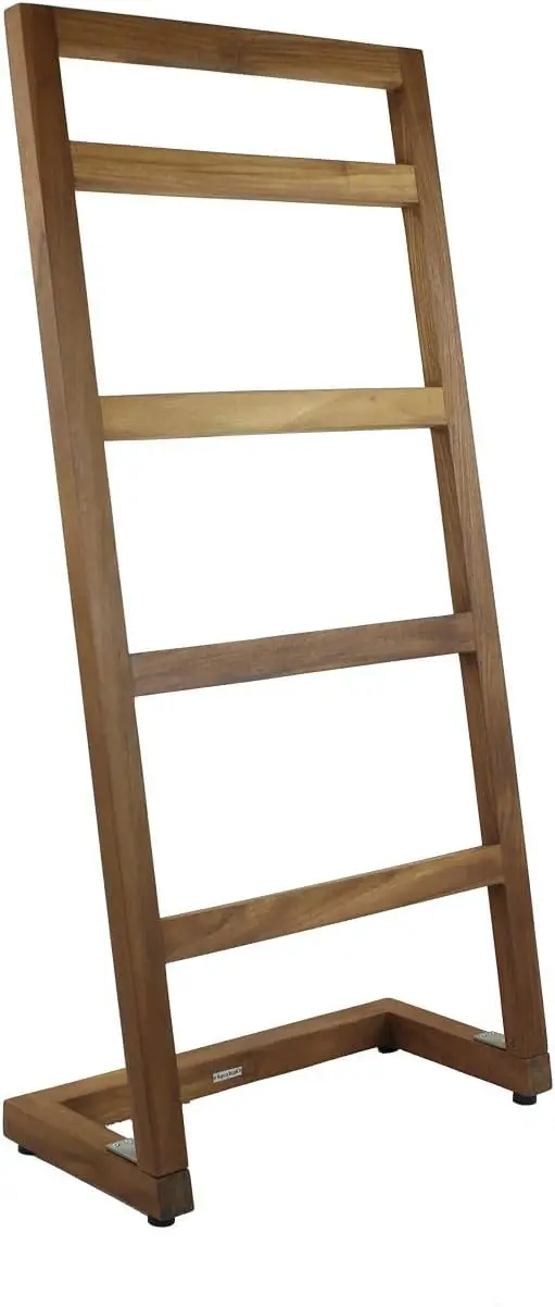 44" Teak Freestanding Towel Rack - 4-Rung Angled Hand Towel Holder for Bathroom, Durable Water Resistant Shower Organizer & Drying Rack with Non-Slip Feet
44" Teak Freestanding Towel Rack - 4-Rung Angled Hand Towel Holder for Bathroom, Durable Water Resistant Shower Organizer & Drying Rack with Non-Slip Feet