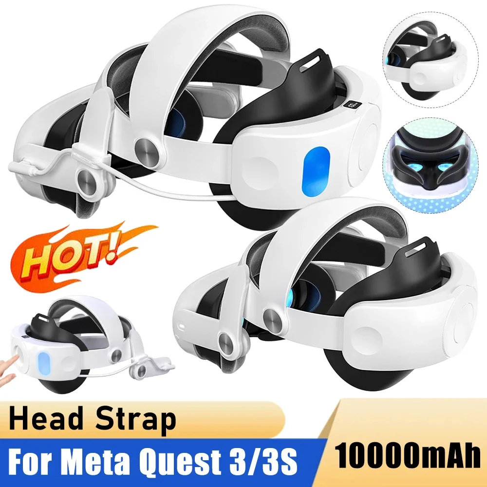 Ремешок на голову для Meta Quest 3/Quest 3s, 10000 мАч, сменный ремешок на голову с аккумулятором Elite, удобные ремни на голову для Meta Quest 3S
Ремешок на голову для Meta Quest 3/Quest 3s, 10000 мАч, сменный ремешок на голову с аккумулятором Elite, удобные ремни на голову для Meta Quest 3S