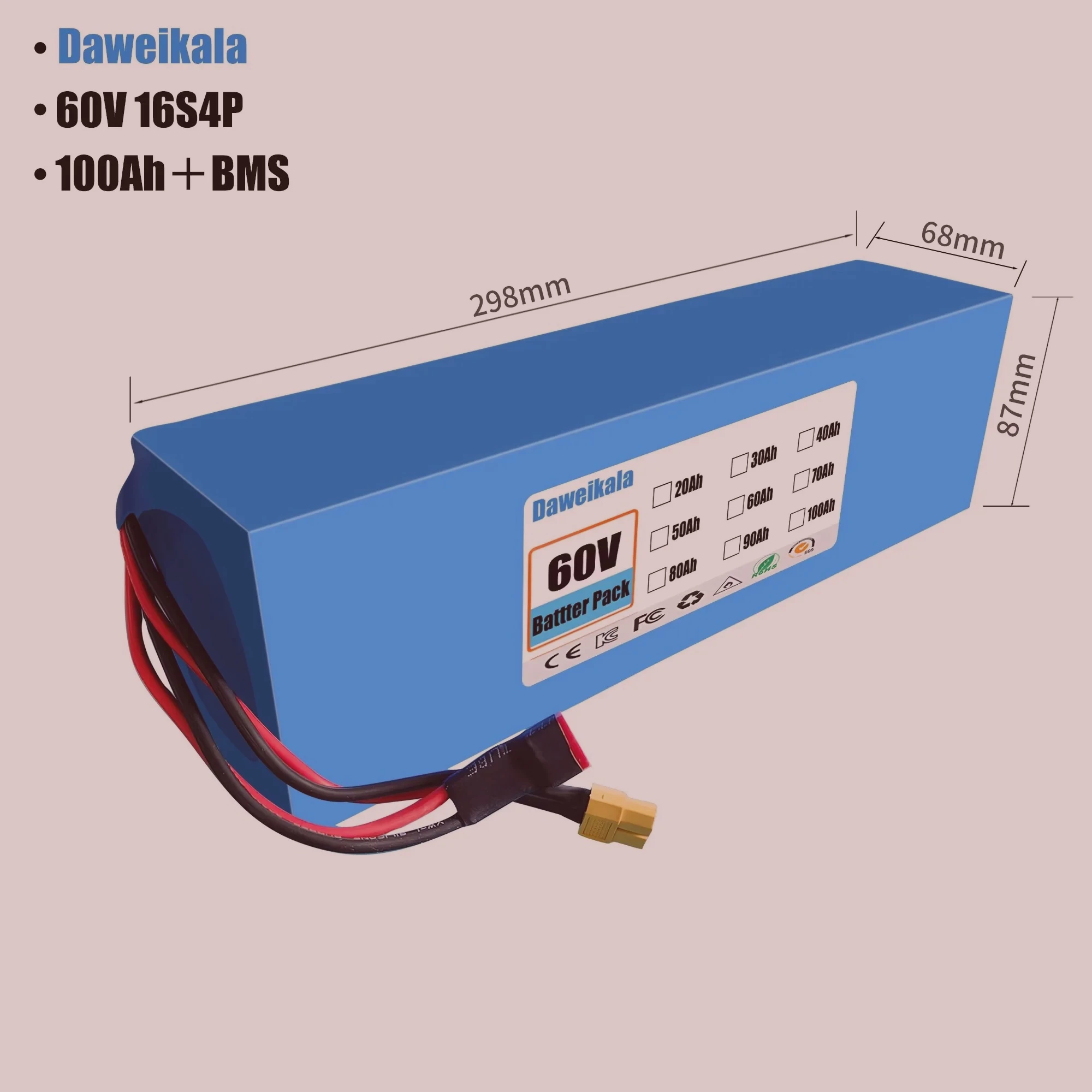 60V 100Ah 16S4P/2000W lithium battery pack/with a lifespan of 5-8 years/suitable for various scenarios
60V 100Ah 16S4P/2000W lithium battery pack/with a lifespan of 5-8 years/suitable for various scenarios