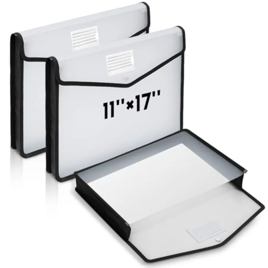 3 Pcs 11 x 17 Inch Expandable Tabloid Size Document Folder Organizers with Snap Closure and Label, Clear Plastic Expanding File
3 Pcs 11 x 17 Inch Expandable Tabloid Size Document Folder Organizers with Snap Closure and Label, Clear Plastic Expanding File