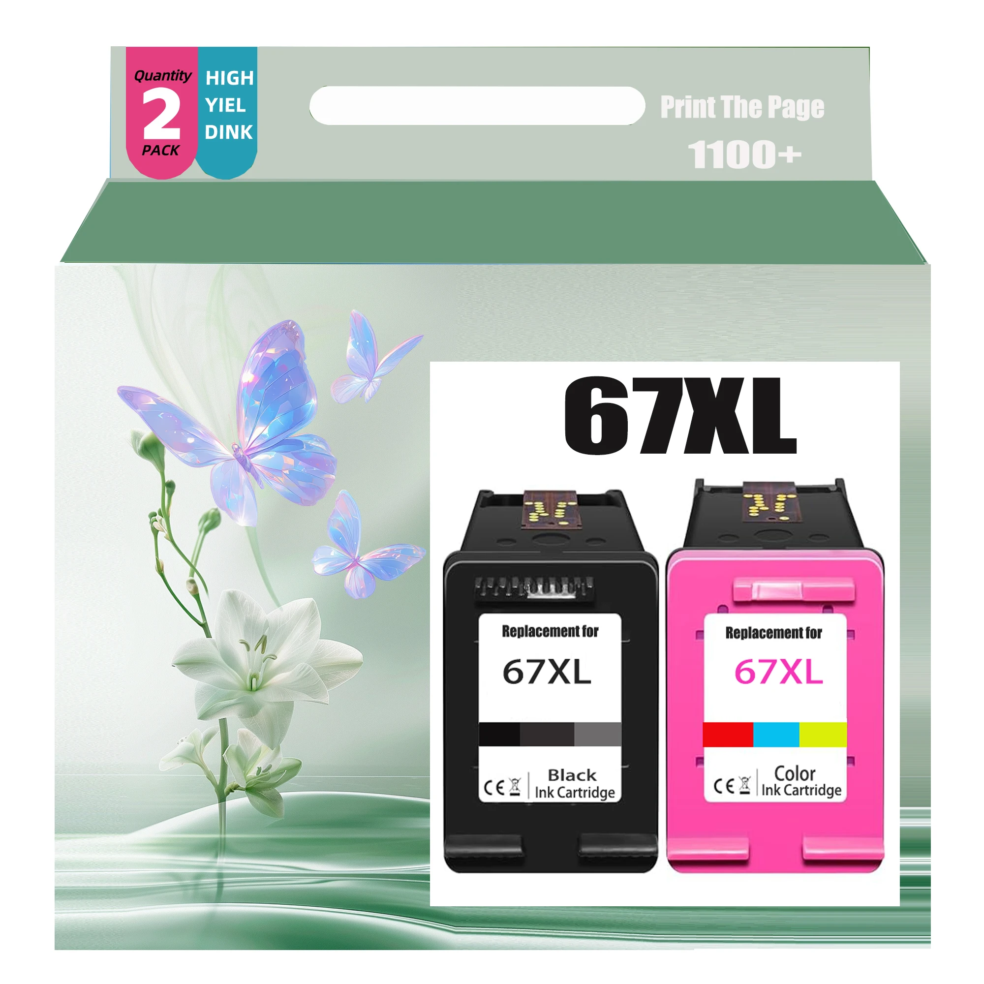 Сменные картриджи с чернилами 67xl для комплекта 67xl Combo Pack, совместимые с принтерами Deskjet 2755e, 2700, 2855e, 4155e, 4100, Envy 6055, 6055e.
Сменные картриджи с чернилами 67xl для комплекта 67xl Combo Pack, совместимые с принтерами Deskjet 2755e, 2700, 2855e, 4155e, 4100, Envy 6055, 6055e.