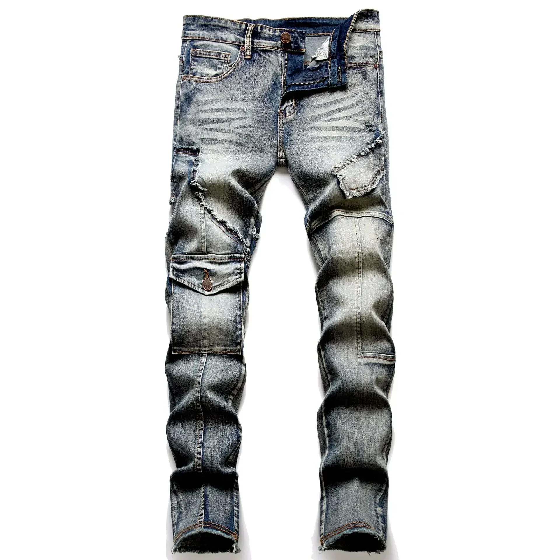 Straight Pants Men Jeans Vintage Denim Wash Trouser Ankle Length Skinny Spliced 2025 Distressed Moto Biker Slim Fit long pant
Straight Pants Men Jeans Vintage Denim Wash Trouser Ankle Length Skinny Spliced 2025 Distressed Moto Biker Slim Fit long pant