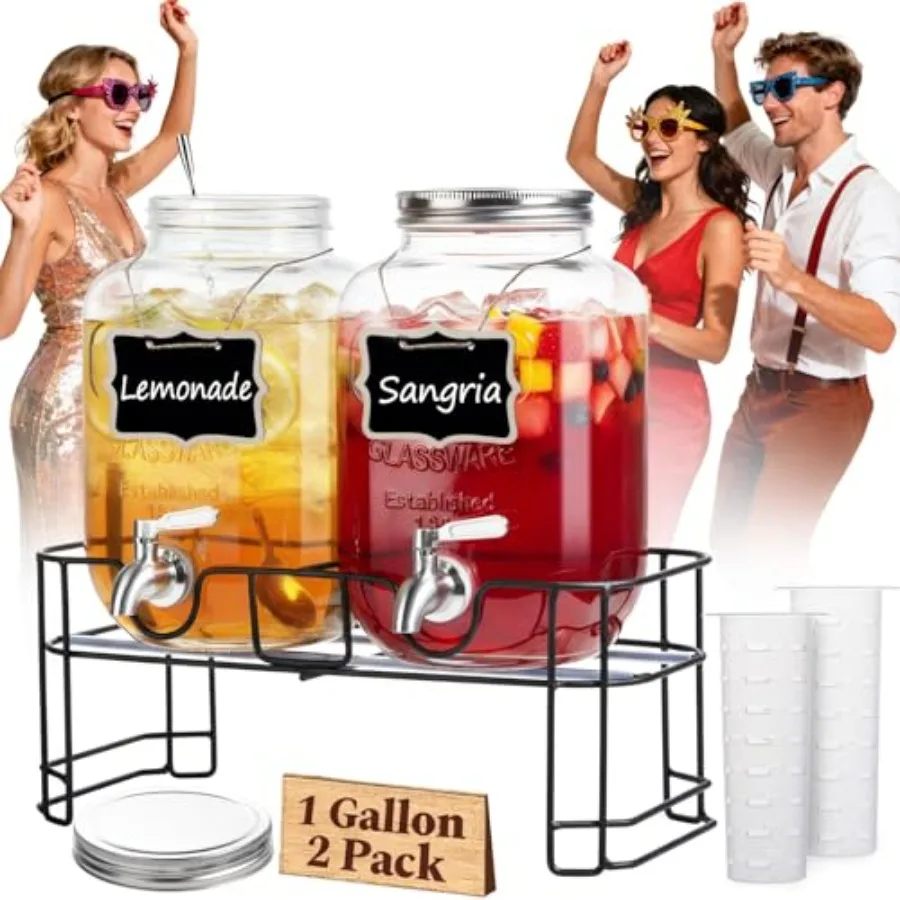 1 Gallon Glass Drink Dispensers for Parties 2 Pack Leakproof Beverage Dispenser with Stand and 18/10 Stainless Steel Spigot and
1 Gallon Glass Drink Dispensers for Parties 2 Pack Leakproof Beverage Dispenser with Stand and 18/10 Stainless Steel Spigot and