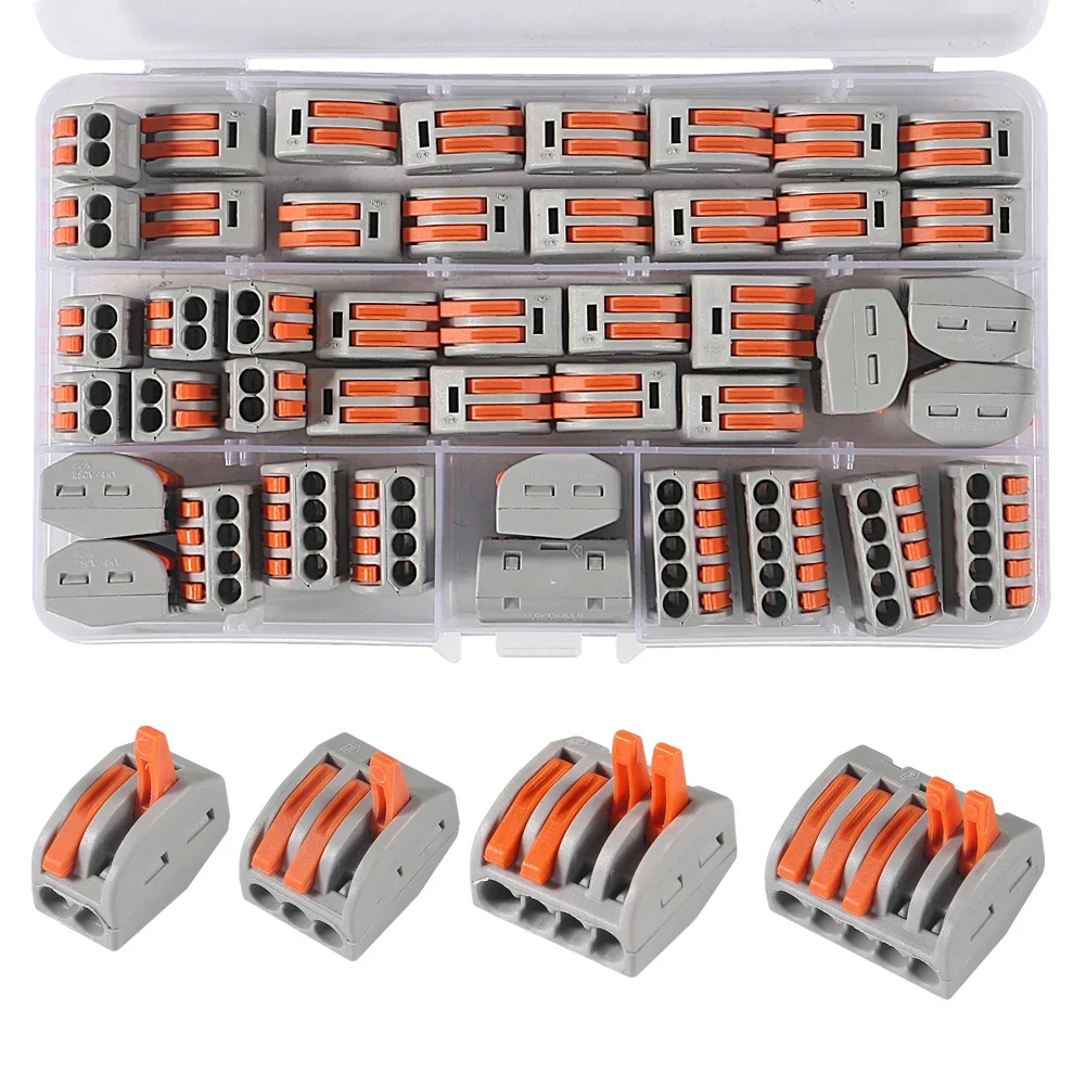 55pcs Quick Wire Connector,Fast Wiring Push in Lever Connectors Electrical Wiring Terminal Block with Storage Box, for Wires
55pcs Quick Wire Connector,Fast Wiring Push in Lever Connectors Electrical Wiring Terminal Block with Storage Box, for Wires