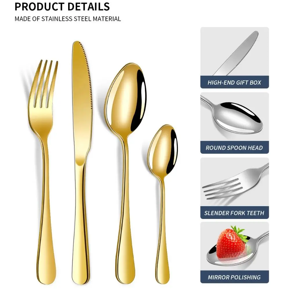 24pcs Vintage Steak Cutlery Set Mirror Polished Non-slip Handle Stainless Steel Flatware Set Smooth Edges Thickened
24pcs Vintage Steak Cutlery Set Mirror Polished Non-slip Handle Stainless Steel Flatware Set Smooth Edges Thickened