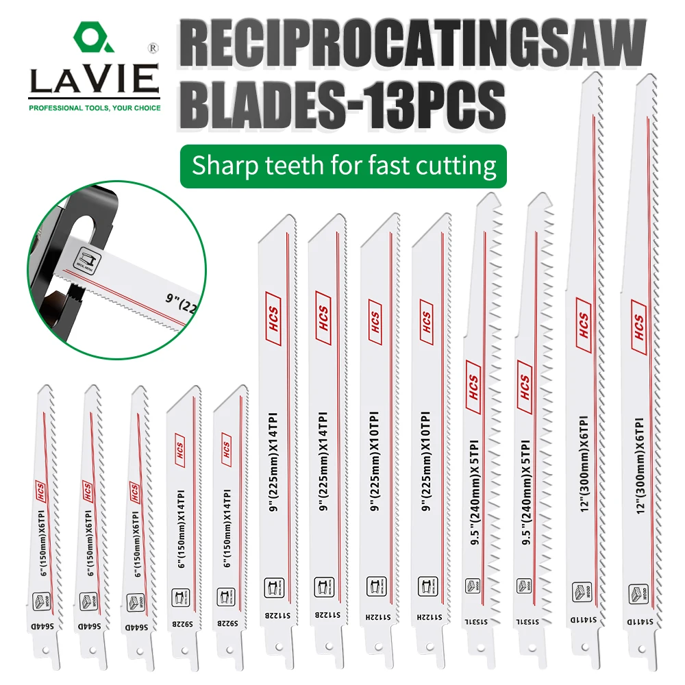 LAVIE 13Pcs Reciprocating Saw Blades Cutters Tool For Wood Cutting Woodworking Tool Saw Blades Coarse toothed fine toothed
LAVIE 13Pcs Reciprocating Saw Blades Cutters Tool For Wood Cutting Woodworking Tool Saw Blades Coarse toothed fine toothed