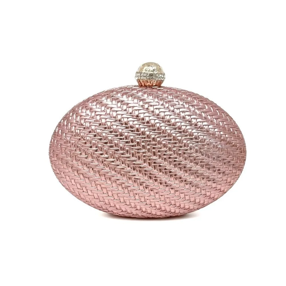 PU Evening Clutch Bag Oval Shape Egg-Shaped Hard Shell Crossbody Bag Shiny Golden Rhinestone Closure Braided Handbag
PU Evening Clutch Bag Oval Shape Egg-Shaped Hard Shell Crossbody Bag Shiny Golden Rhinestone Closure Braided Handbag
