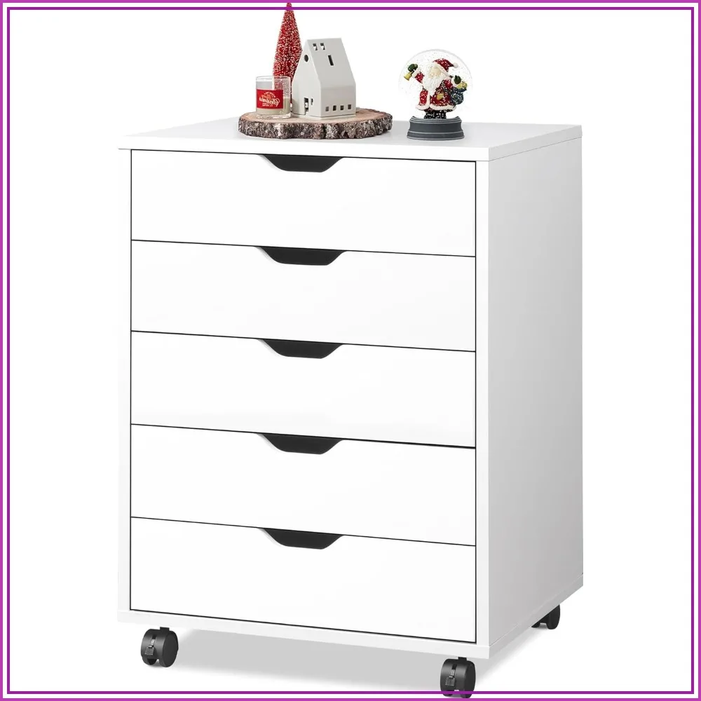 5-Drawer Filing Cabinet Under Desk, Mobile Storage with Wheels, White
5-Drawer Filing Cabinet Under Desk, Mobile Storage with Wheels, White