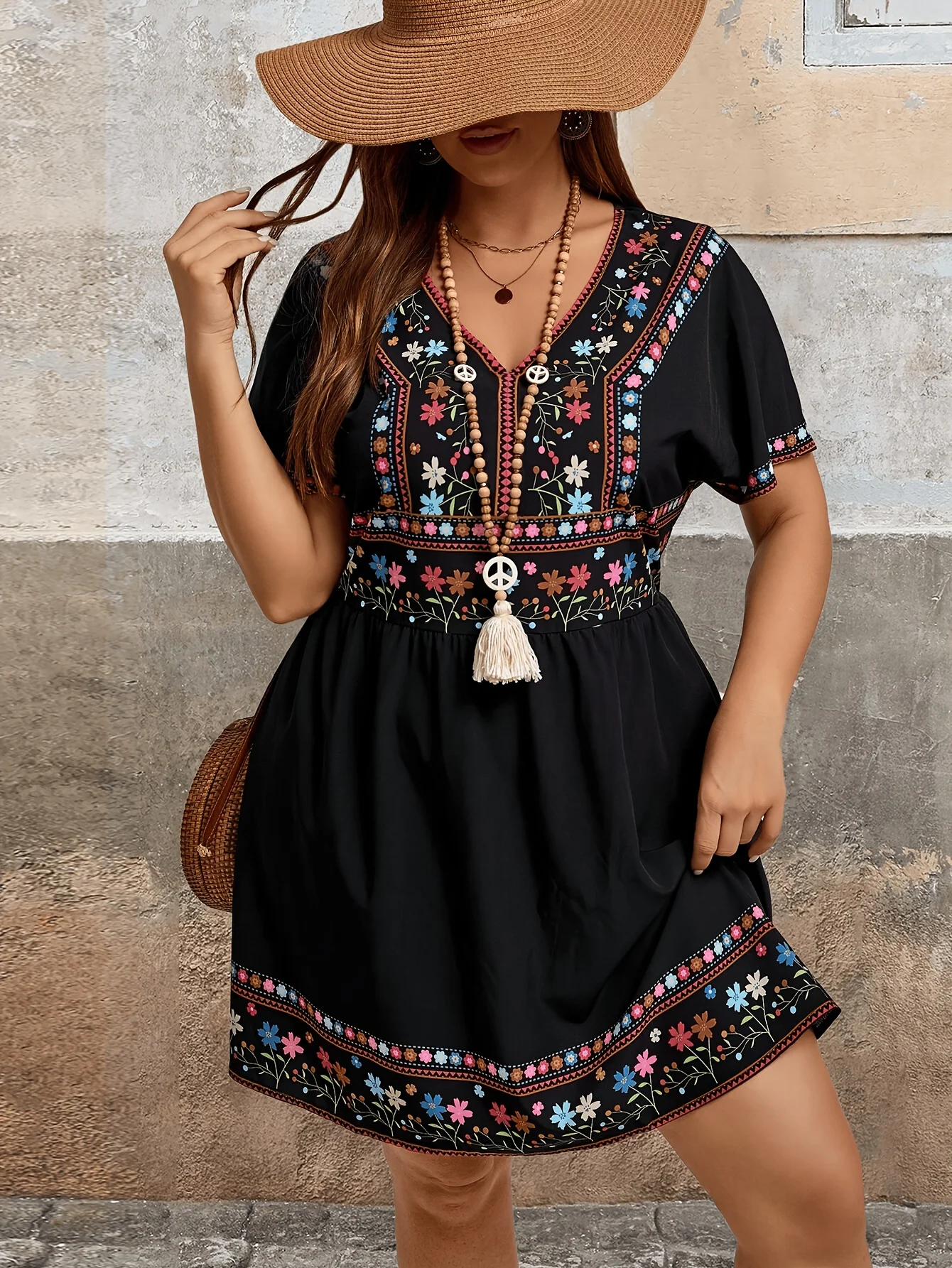 Fashion Ethnic Print Plus Size Dress, Women's Casual Floral Long Sleeve Maxi Dress, Summer Party Wear
Fashion Ethnic Print Plus Size Dress, Women's Casual Floral Long Sleeve Maxi Dress, Summer Party Wear