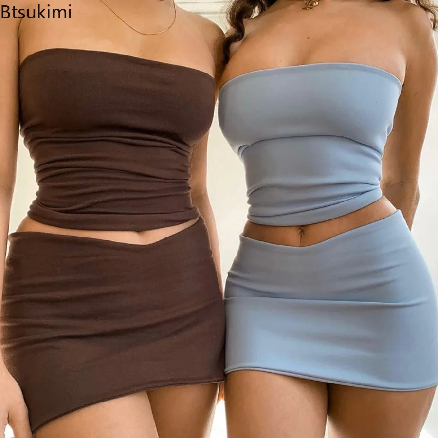 2025 Women's Summer Sexy Tube Slim Crop Tops Tight Mini Skirts Sets Fashion Party Club Two Piece Fashion Streetwear Dress Sets
2025 Women's Summer Sexy Tube Slim Crop Tops Tight Mini Skirts Sets Fashion Party Club Two Piece Fashion Streetwear Dress Sets