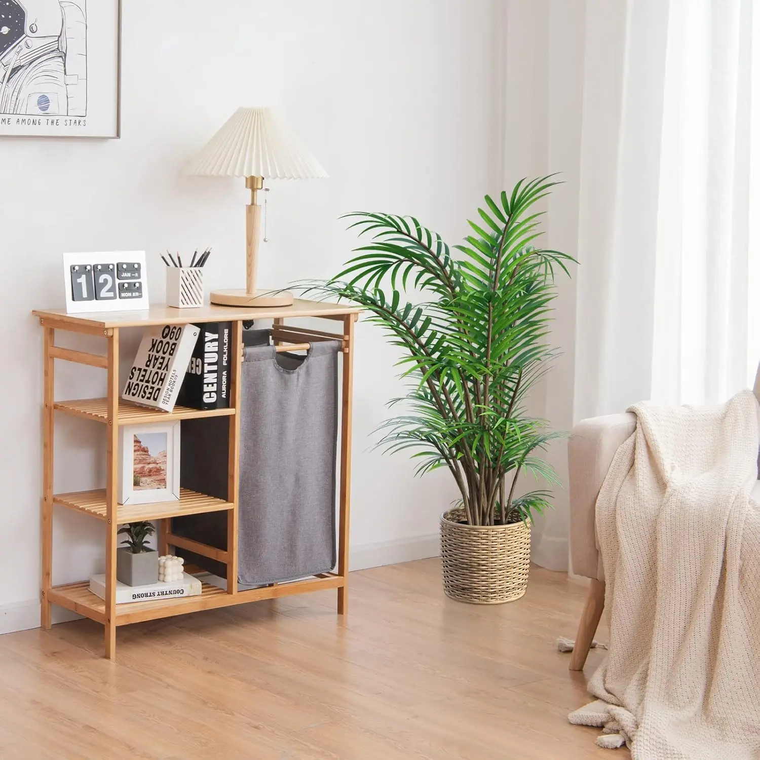 Bamboo Laundry Hamper Stand, reestanding Laundry Organizer w/Removable Sliding Bag & 3-Tier Open Shelves, Multipose Utility Stor
Bamboo Laundry Hamper Stand, reestanding Laundry Organizer w/Removable Sliding Bag & 3-Tier Open Shelves, Multipose Utility Stor