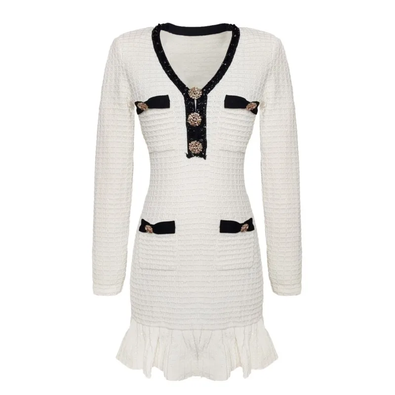 Women's Knitted Ruffle Edge Mini Dress 2024 Spring/Summer New Versatile Bow Knitted Dress
Women's Knitted Ruffle Edge Mini Dress 2024 Spring/Summer New Versatile Bow Knitted Dress
