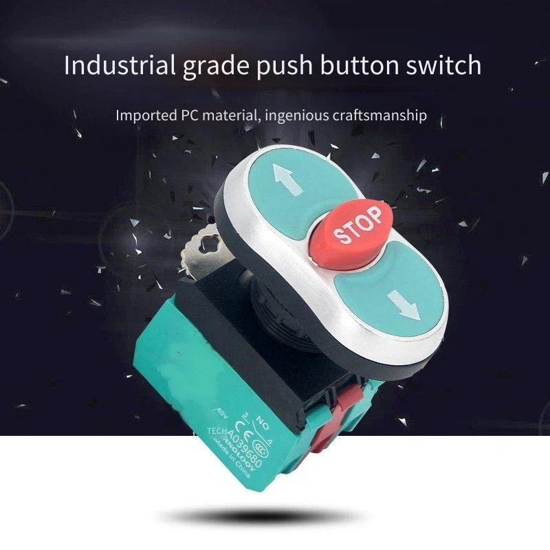 LA22E-11RD/STOP Double Button Self-Reset Control Switch 22mm Small with Light Module - Electronic Component