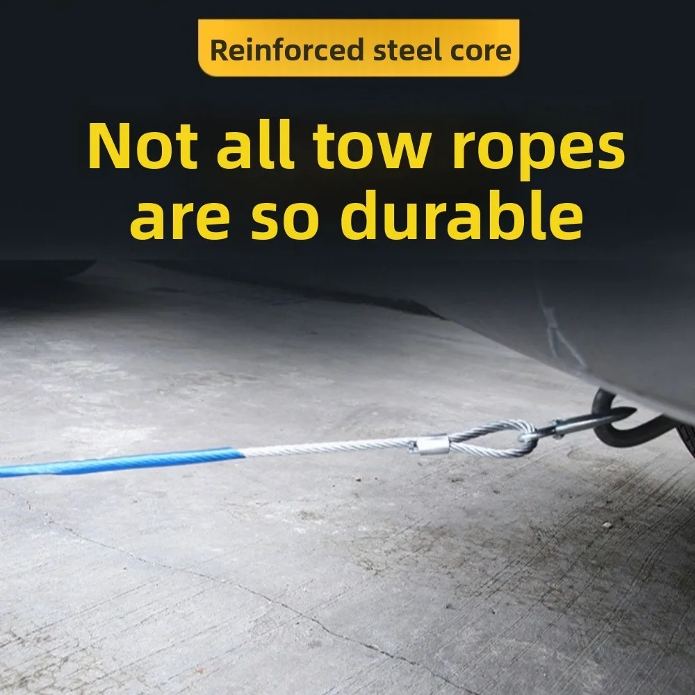 Wear Resistant Trailer Rope Steel Emergency Emergency Rope High Strength THick and Solid Steel Wire Traction Roping Automobiles
