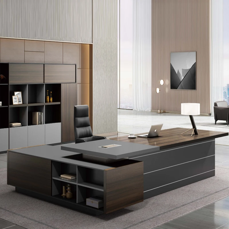 High-end Modern L-Shaped Desk Durable Wooden Boss Desk Set Professional CEO Business File Drawer
High-end Modern L-Shaped Desk Durable Wooden Boss Desk Set Professional CEO Business File Drawer