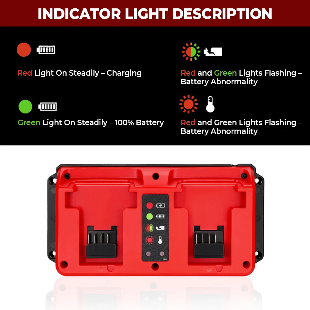 NEW Portable Dual Ports Charger For Milwaukee 18V-20V Lithium Battery Rechargeable 48-11-1815 48-11-1820 48-11-1830 Fast Charger
NEW Portable Dual Ports Charger For Milwaukee 18V-20V Lithium Battery Rechargeable 48-11-1815 48-11-1820 48-11-1830 Fast Charger